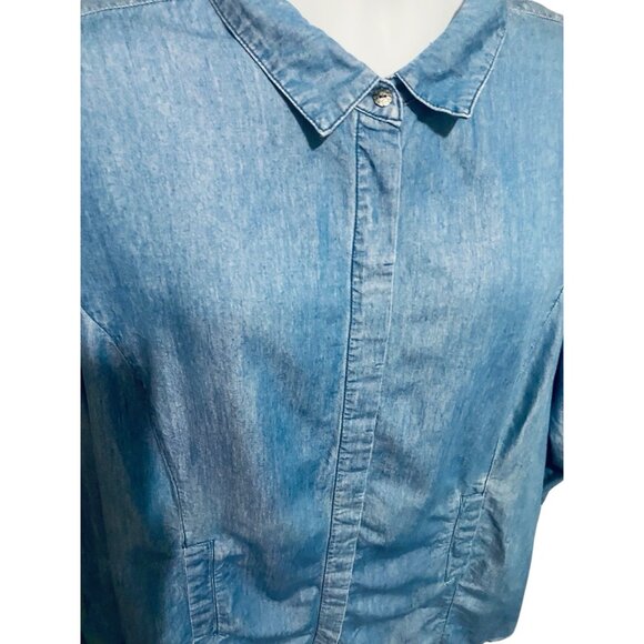 Intro Womens Shirt 2X Chambray Long Sleeve Button Up Collared Country Coastal - Picture 5 of 9